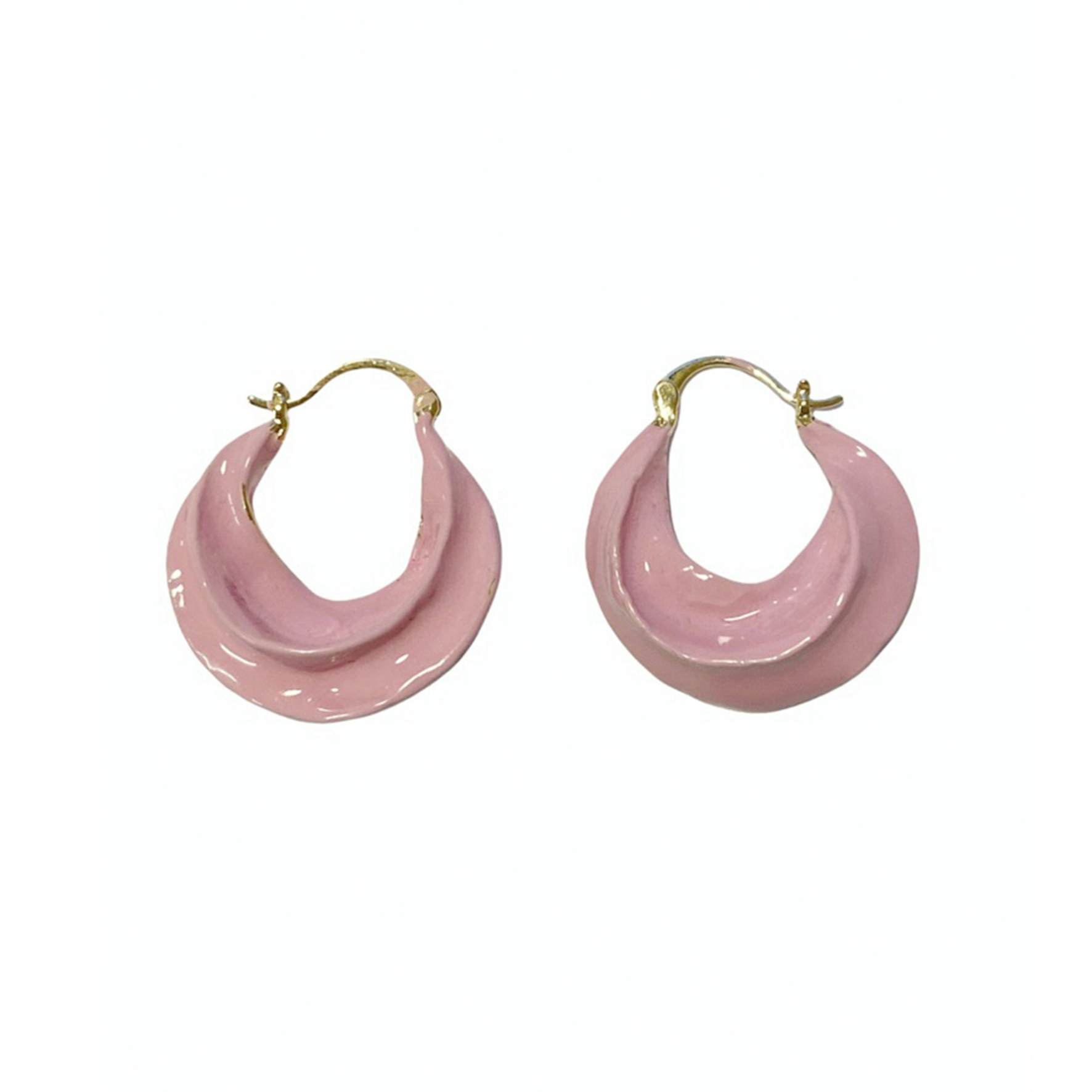 Africa Enamel Earrings Baby Pink von Pico in Vergoldet-Silber Sterling 925
