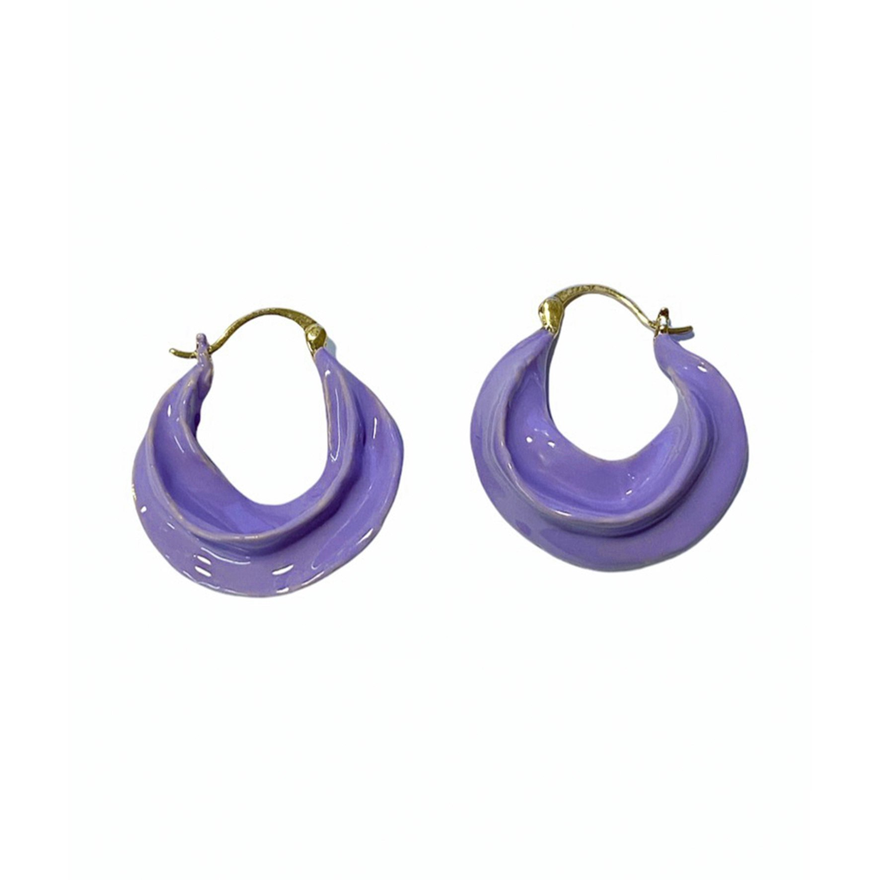 Africa Enamel Earrings Lavender fra Pico i Forgyldt Messing