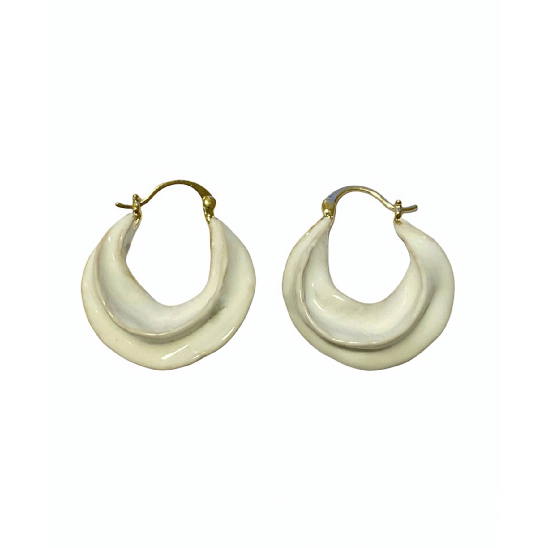 Africa Enamel Earrings White van Pico in Verguld-Zilver Sterling 925
