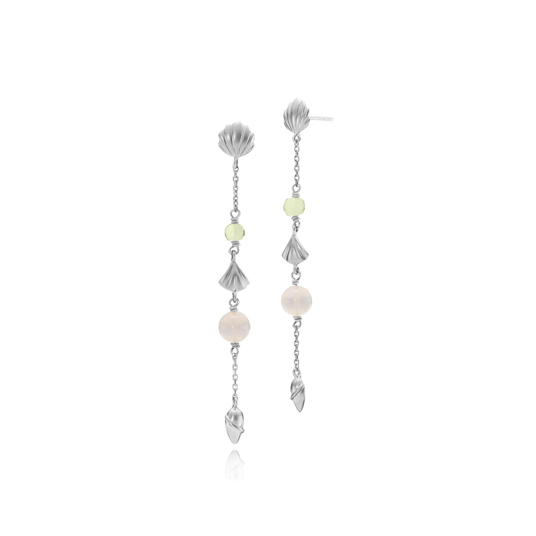 Isabella Pink/Green Long Earrings from Izabel Camille in Silver Sterling 925