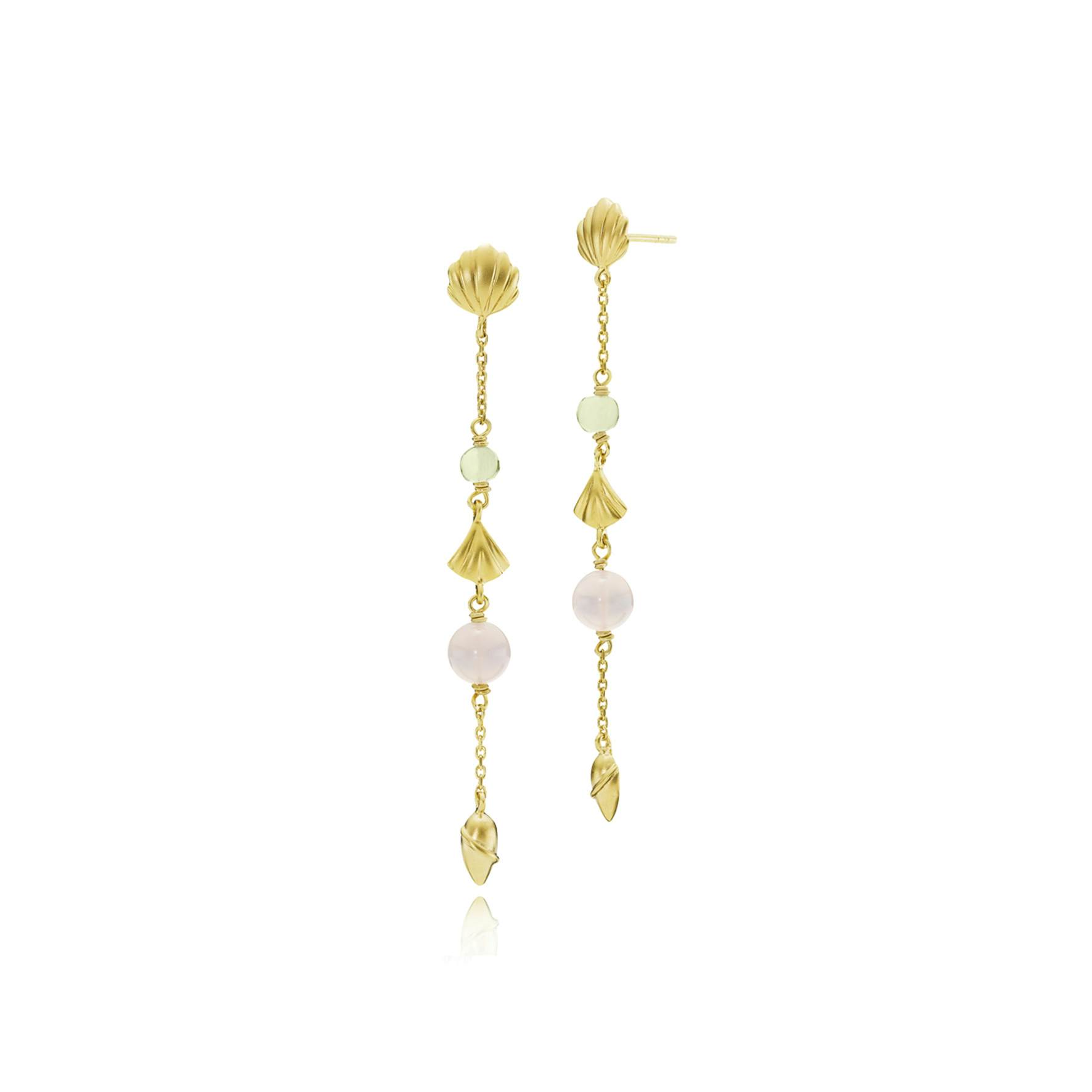 Isabella Pink/Green Long Earrings from Izabel Camille in Goldplated-Silver Sterling 925
