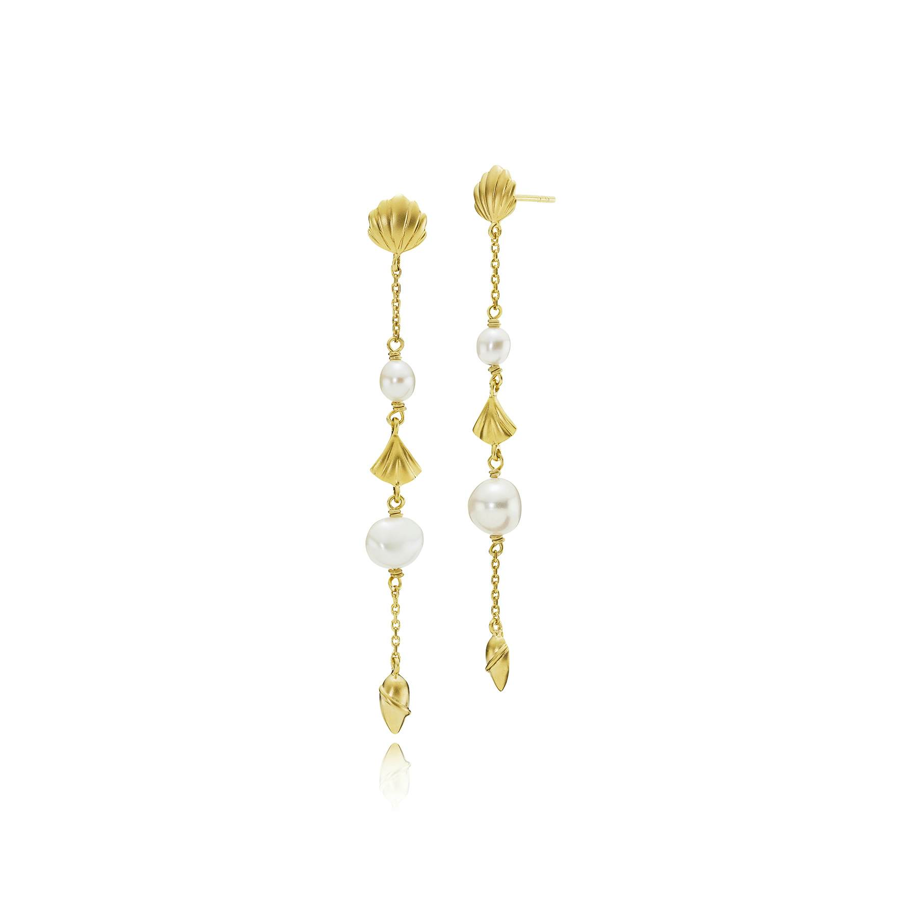 Isabella White Long Earrings from Izabel Camille in Goldplated-Silver Sterling 925